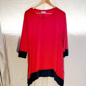 Calvin Klein Red and Black Tunic Blouse